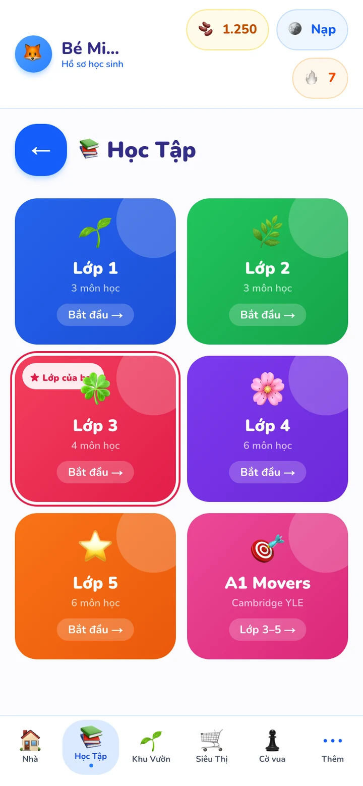 Chọn lớp học